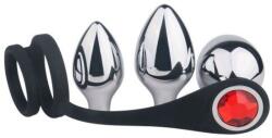 Toyz4Lovers Set anal Pleasure Bully - 3 pluguri și 2 inele, silicon/metal, impermeabil (7101040)