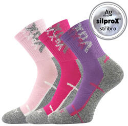 Fuski BOMA s. r. o VoXX WALLÍK / Șosete sport antibacteriene pentru copii, tiv care nu strânge - roz/magenta/violet 35-38 (102657)