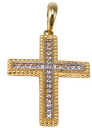 Ékszershop Bicolor köves arany kereszt medál (1340055)