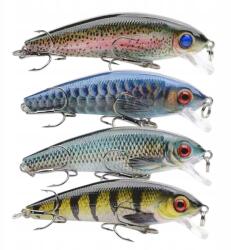  Minnow lebegő wobbler 8/8, 7g hang, 4db, kampók - sügér, süllő, csuka (Wobler minnow pływający z dzwoneczkiem 8/8,7g)