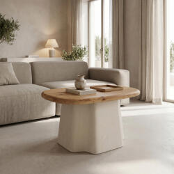 FDY Masuta De Cafea Rotunda Lavina Lemn De Brad-MDF Natur-ecru D60x43 Cm Masa de cafea
