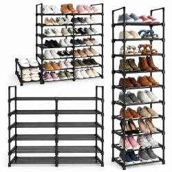 Ruhhy Pantofar ingust 10 niveluri, raft pantofi metalic pentru hol, negru, 45x30x174 cm (00027392) Pantofar