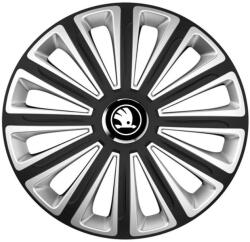 AutoHelix MSA Set 4 capace roti R15 Compatibil Cu Skoda Nou Trend Silver-Black (TRENSIBLNL5)