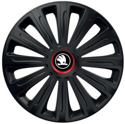 AutoHelix MSA Set 4 capace roti Negre Cu Inel Rosu Trend R16 Compatibil Cu Skoda Nou (NEGRINROTRNL8)