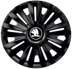 AutoHelix MSA Set 4 capace roti Negre Cu Inel Cromat Royal R14 Compatibil Cu Skoda Nou (NEGRRONL2)