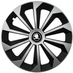 AutoHelix MSA Set 4 Capace Roti 15 inchi (R15) Fame Gri-Negru, Compatibile Cu Skoda Nou (FAMEGRNENL5)
