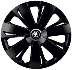 AutoHelix MSA Set 4 capace roti Negre Cu Inel Cromat Energy R14 Compatibil Cu Skoda Nou (NEGRENNL2)