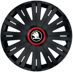 AutoHelix MSA Set 4 capace roti Negre Cu Inel Rosu Active R14 Compatibil Cu Skoda Nou (NEGRINROACNL2)
