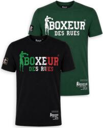 Boxeur des Rues Pachet 2 tricouri barbati Boxeur des Rues: Negru cu logo tricolor + Verde inchis cu logo alb, Mărimea M
