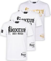 Boxeur des Rues Pachet 3 tricouri barbati Boxeur des Rues Slim Fit: 2 x Alb cu logo negru + Alb cu logo auriu, Mărimea XL