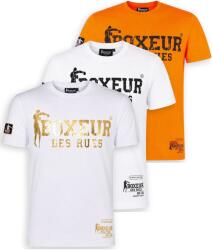 Boxeur des Rues Pachet 3 tricouri barbati Boxeur des Rues Slim Fit: Alb/auriu + Alb/negru + Portocaliu/negru, Mărimea XS
