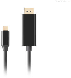 Lanberg CA-CMDP-10CU-0018-BK DisplayPort 1.2 (M) - USB Type-C (M) UHD 4K CU fekete aranyozott DisplayPort kábel 1, 8m (CACMDP10CU0018B) - digital24
