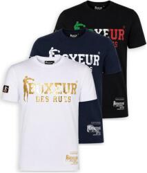 Boxeur des Rues Pachet 3 tricouri barbati Boxeur des Rues Slim Fit: Alb/auriu + Bleumarin/alb + Negru/tricolor, Mărimea XS