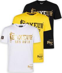 Boxeur des Rues Pachet 3 tricouri barbati Boxeur des Rues Slim Fit: Alb/auriu + Galben/negru + Negru/auriu, Mărimea XL