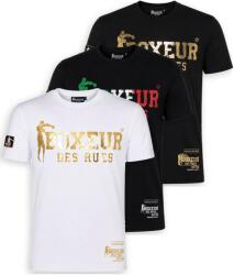 Boxeur des Rues Pachet 3 tricouri barbati Boxeur des Rues Slim Fit: Alb/auriu + Negru/tricolor + Negru/auriu, Mărimea S