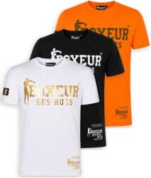 Boxeur des Rues Pachet 3 tricouri barbati Boxeur des Rues: Alb/auriu + Negru/alb + Portocaliu intens/oliv, Mărimea L