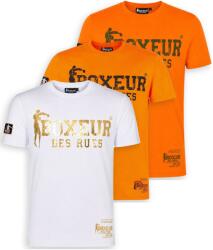Boxeur des Rues Pachet 3 tricouri barbati Boxeur des Rues: Alb/auriu + Portocaliu/negru + Portocaliu intens/oliv, Mărimea XL