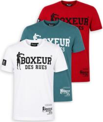Boxeur des Rues Pachet 3 tricouri barbati Boxeur des Rues Slim Fit: Alb/negru + Albastru ocean/alb + Rosu/negru, Mărimea M