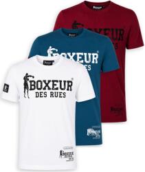Boxeur des Rues Pachet 3 tricouri barbati Boxeur des Rues Slim Fit: Alb/negru + Albastru/alb + Visiniu/negru, Mărimea S
