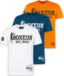 Boxeur des Rues Pachet 3 tricouri barbati Boxeur des Rues Slim Fit: Alb/negru + Albastru/alb + Portocaliu/negru, Mărimea M