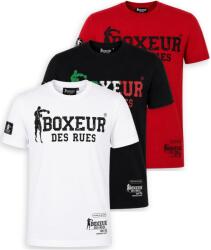Boxeur des Rues Pachet 3 tricouri barbati Boxeur des Rues Slim Fit: Alb/negru + Negru/tricolor + Rosu/negru, Mărimea XS
