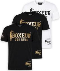 Boxeur des Rues Pachet 3 tricouri barbati Boxeur des Rues Slim Fit: 2 x Negru cu logo auriu + Alb cu logo negru, Mărimea S