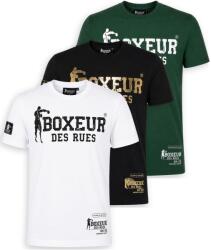 Boxeur des Rues Pachet 3 tricouri barbati Boxeur des Rues Slim Fit: Alb/negru + Negru/auriu + Verde inchis/alb, Mărimea M