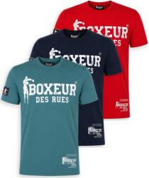 Boxeur des Rues Pachet 3 tricouri barbati Boxeur des Rues: Albastru ocean/alb + Bleumarin/alb + Rosu/alb, Mărimea XS
