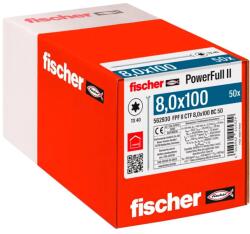 Fischer Set 50 suruburi pentru lemn fischer PowerFull II 8.0x100 cap inecat TX filet complet zincat (562930)