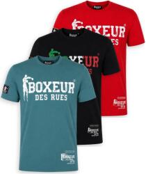 Boxeur des Rues Pachet 3 tricouri barbati Boxeur des Rues: Albastru ocean/alb + Negru/tricolor + Rosu/alb, Mărimea XS