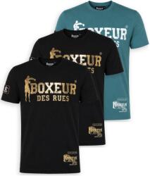 Boxeur des Rues Pachet 3 tricouri barbati Boxeur des Rues: 2 x Negru cu logo auriu + Albastru ocean cu logo alb, Mărimea XS