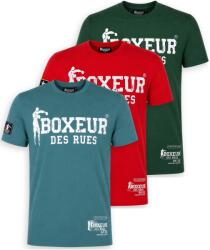 Boxeur des Rues Pachet 3 tricouri barbati Boxeur des Rues: Albastru ocean/alb + Rosu/alb + Verde inchis/alb, Mărimea XS
