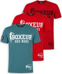 Boxeur des Rues Pachet 3 tricouri barbati Boxeur des Rues Slim Fit: Albastru ocean/alb + Rosu/alb + Rosu/negru, Mărimea XS