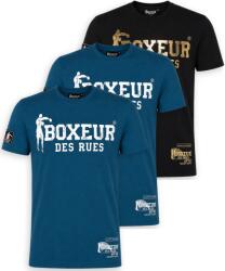 Boxeur des Rues Pachet 3 tricouri barbati Boxeur des Rues: 2 x Albastru cu logo alb + Negru cu logo auriu, Mărimea S