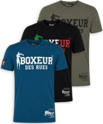 Boxeur des Rues Pachet 3 tricouri barbati Boxeur des Rues: Albastru/alb + Negru/tricolor + Verde oliv/negru, Mărimea M