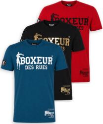 Boxeur des Rues Pachet 3 tricouri barbati Boxeur des Rues Slim Fit: Albastru/alb + Negru/auriu + Rosu/negru, Mărimea M