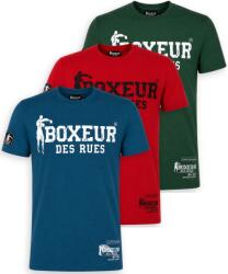 Boxeur des Rues Pachet 3 tricouri barbati Boxeur des Rues Slim Fit: Albastru/alb + Rosu/negru + Verde inchis/alb, Mărimea M