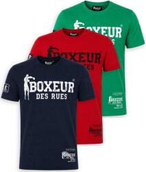 Boxeur des Rues Pachet 3 tricouri barbati Boxeur des Rues Slim Fit: Bleumarin/alb + Rosu/negru + Verde iarba/alb, Mărimea XS