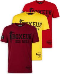 Boxeur des Rues Pachet 3 tricouri barbati Boxeur des Rues Slim Fit: Visiniu/negru + Galben/negru + Rosu/negru, Mărimea S