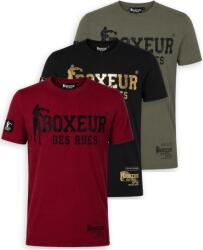 Boxeur des Rues Pachet 3 tricouri barbati Boxeur des Rues: Visiniu/negru + Negru/auriu + Verde oliv/negru, Mărimea S