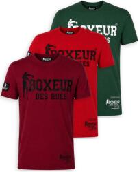 Boxeur des Rues Pachet 3 tricouri barbati Boxeur des Rues Slim Fit: Visiniu/negru + Rosu/negru + Verde inchis/alb, Mărimea S