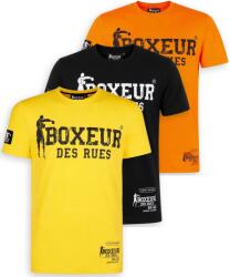 Boxeur des Rues Pachet 3 tricouri barbati Boxeur des Rues Slim Fit: Galben/negru + Negru/alb + Portocaliu/negru, Mărimea S