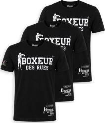 Boxeur des Rues Pachet 3 tricouri barbati Boxeur des Rues Slim Fit: 3 x Negru cu logo alb, Mărimea M