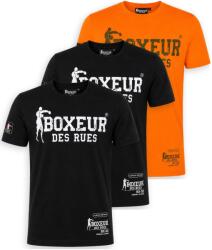 Boxeur des Rues Pachet 3 tricouri barbati Boxeur des Rues: 2 x Negru cu logo alb + Portocaliu intens cu logo oliv, Mărimea M