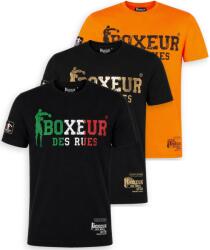 Boxeur des Rues Pachet 3 tricouri barbati Boxeur des Rues: Negru/tricolor + Negru/auriu + Portocaliu/negru, Mărimea XS