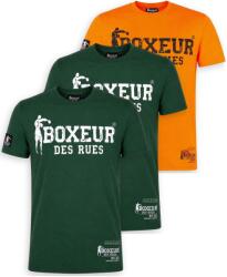 Boxeur des Rues Pachet 3 tricouri barbati Boxeur des Rues Slim Fit: 2 x Verde inchis/alb + Portocaliu/negru, Mărimea XS