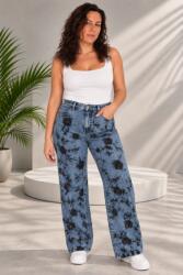  Pantaloni damă AJ din denim cu broderie florală și paiete