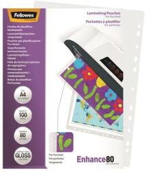 Fellowes Meleglamináló fólia, lefűzhető, 80 mikron, A4, fényes, 100 db, FELLOWES, (100 db) (5452502) (5452502)