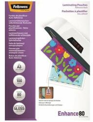 Fellowes Meleglamináló fólia, 80 mikron, A3, fényes, öntapadó, 100 db, FELLOWES, (100 db) (5302302) (5302302)