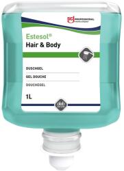 SCJ SCJP Estesol Hair & Body tusfürdő, sampon és kézmosó gél, férfias frissítő és élénkítő esőerdő illatú, mentakék, Proline manuális adagolóhoz, 1L patron (SCJP-HAB1L)